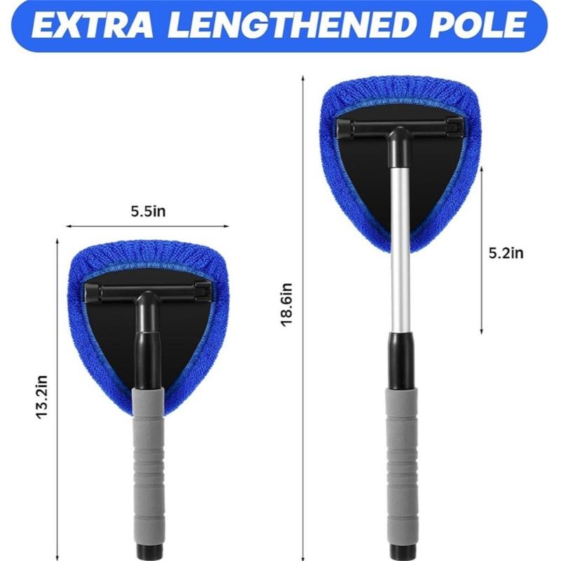 Extendable Windshield Cleaner With Rotating Head And 6 Microfiber Pad For Most Vehicle Type