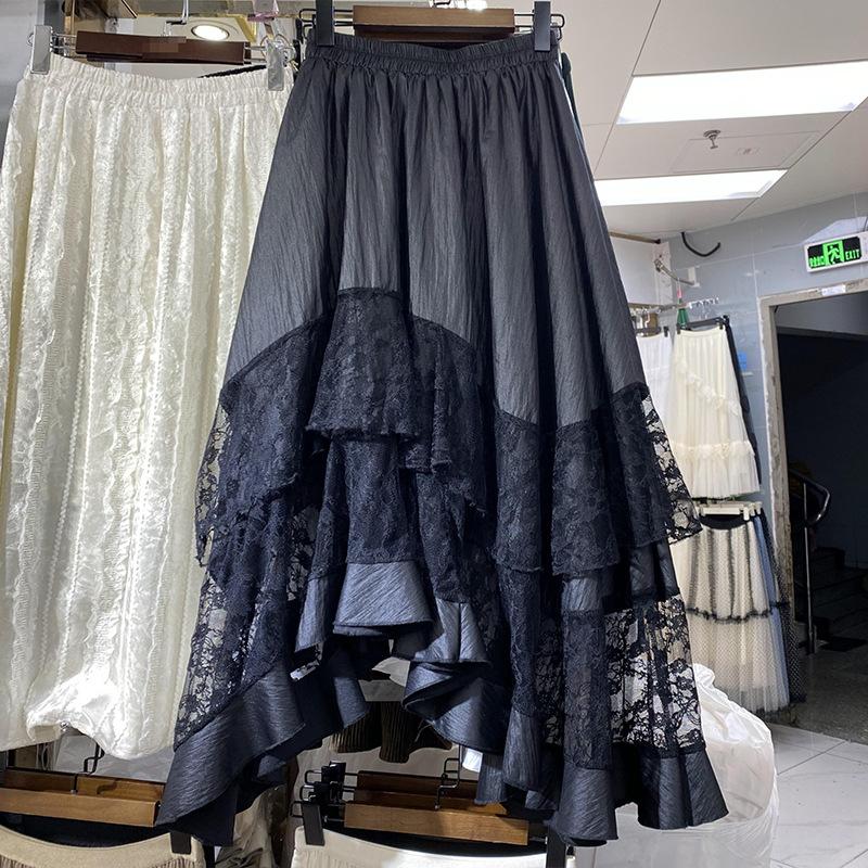 

Юбка с кружевом в стиле Гонконга, женская, осень 2025, новая мода, средняя и длинная юбка А-образного кроя one size fits all