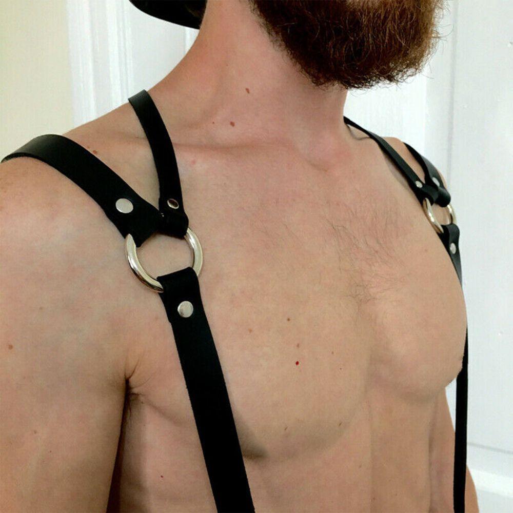 Clip Gentlemen Adjustable Braces Leather Belt Leather Harness Men's Suspenders Body Chest Harness