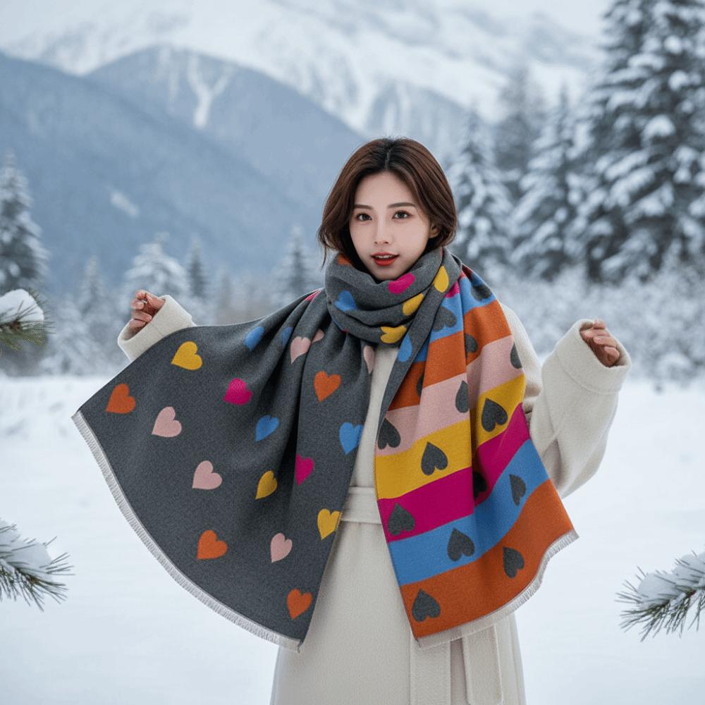 Soft Winter Warm Shawl Warm Faux Cashmere Wrap Colorful Knit Stole Korean Style Muffler Daily Wear