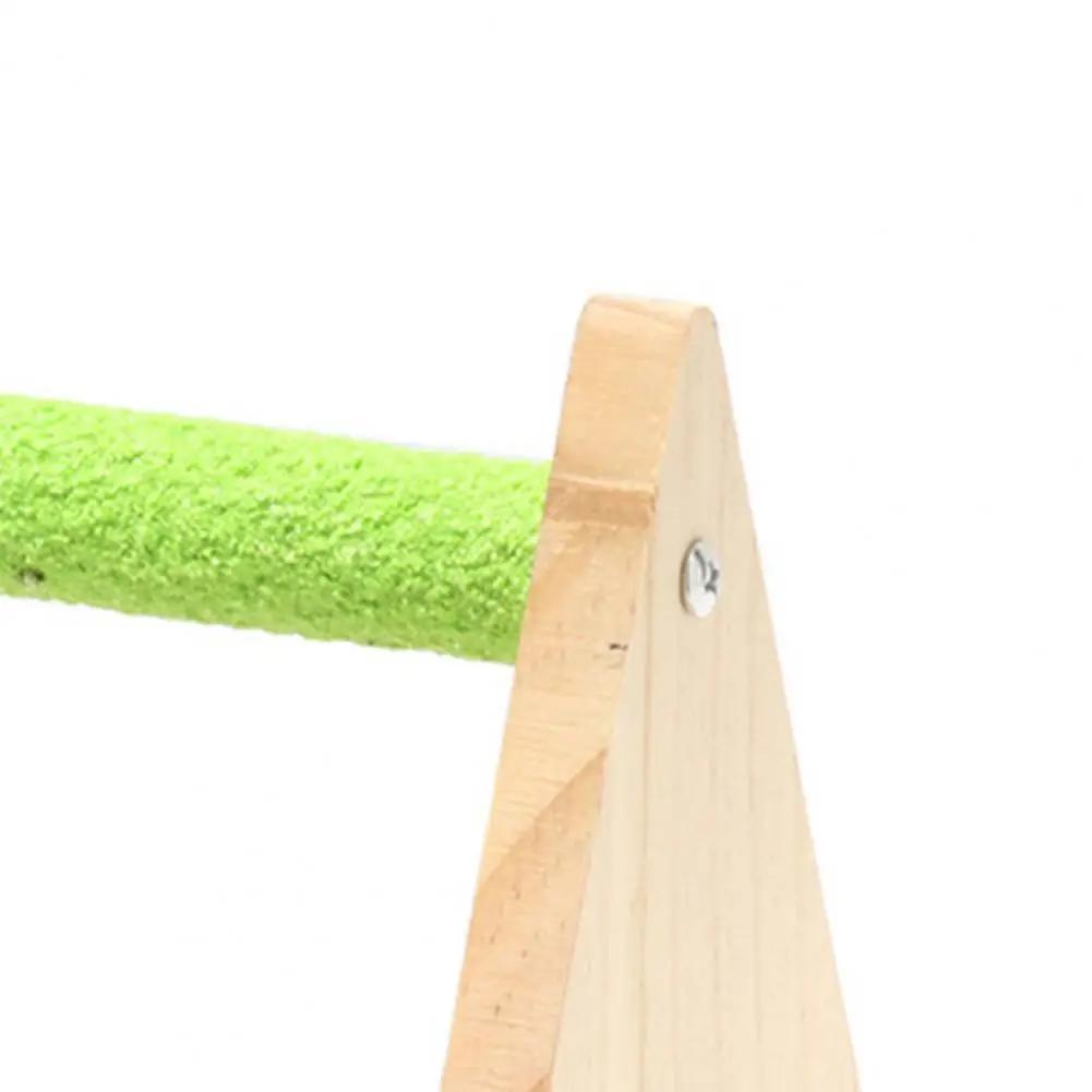Bird Toy Firm Triangle Stand with Feeding Cup Playing And Resting Wood Pet Parrot Training Stand Parakeet Playground