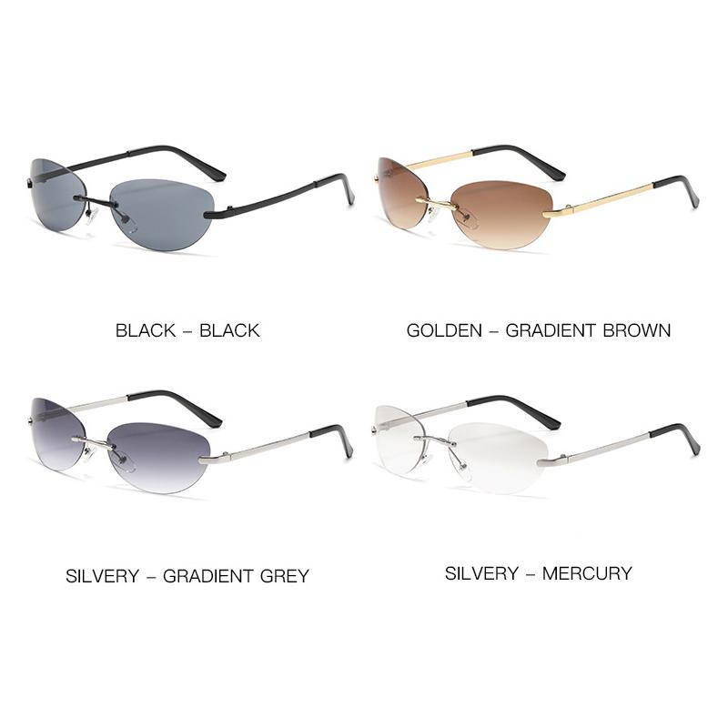 Xiaomi Y2K Rimless Oval Sunglasses UV400 Metal Thin Temple Shades Retro Fashion Eyewear for Women Driving Travel Street Party