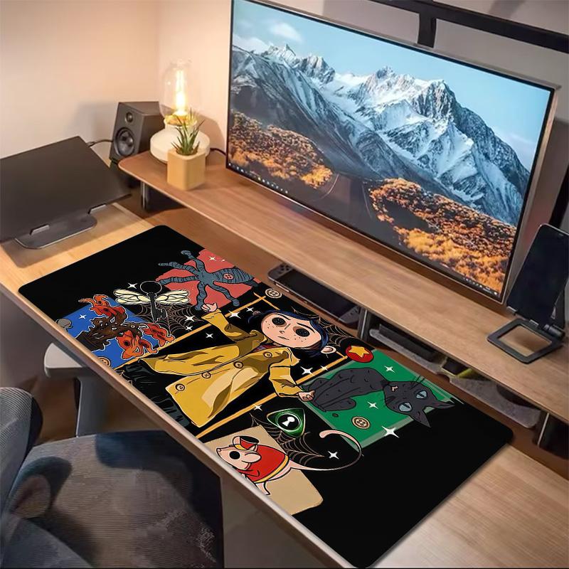 Coraline Print Cushion Non-slip Laptop Tablet Big Mousepad XXL Mat Mini PC Playmat With Lock edge