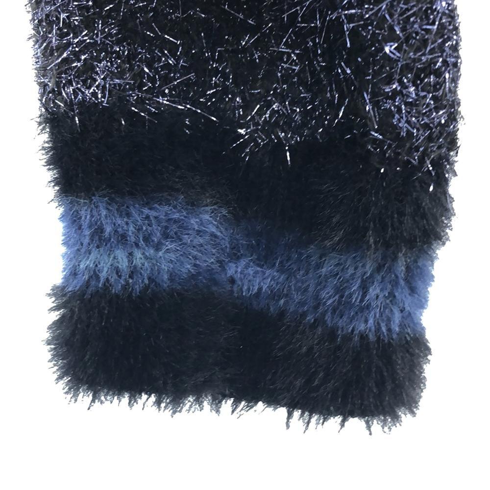 Desigual Border Long Sleeve Lame Fur Cardigan S Navy System Women Used