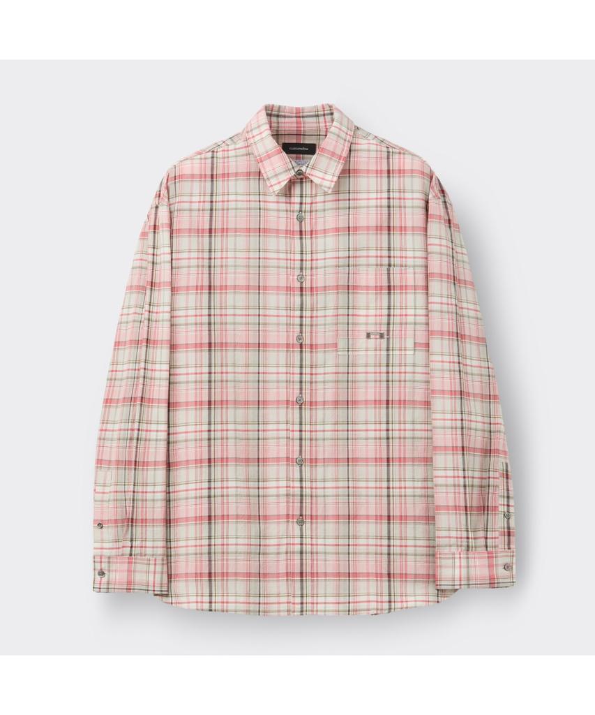 Keoseuuteommellou Red Oversized Fit Check Shirt Cwsam26204Rex