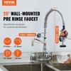 Commercial Faucet with Pre-Rinse Sprayer, 25" Height, 8" Center, 12" Swing Spout, Wall Mount Kitchen Sink Faucet, Brass Constructed Device with Pull