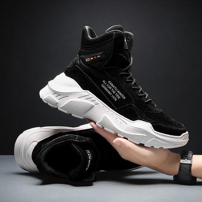 Sapatos masculinos outono e inverno nova tendência cano alto respirável casual sapatos esportivos moda explosão sola grossa aumento de altura sapatos de pai