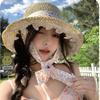 UV Protection Beach Hat Lace-up Sun Protection Cap Casual Weave Straw Hat  Spring