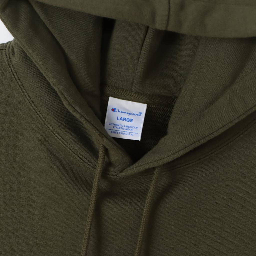 Champion Long Sleeve Fleece Hooded Sweatshirt with Embroidered Army Size S Men's Logo, Green, (C3-W101)