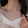 8MM Pearl Necklace Short Ingot Buckle Multi-color Gradual Change Collarbone Chain Neck Chain Jewelry