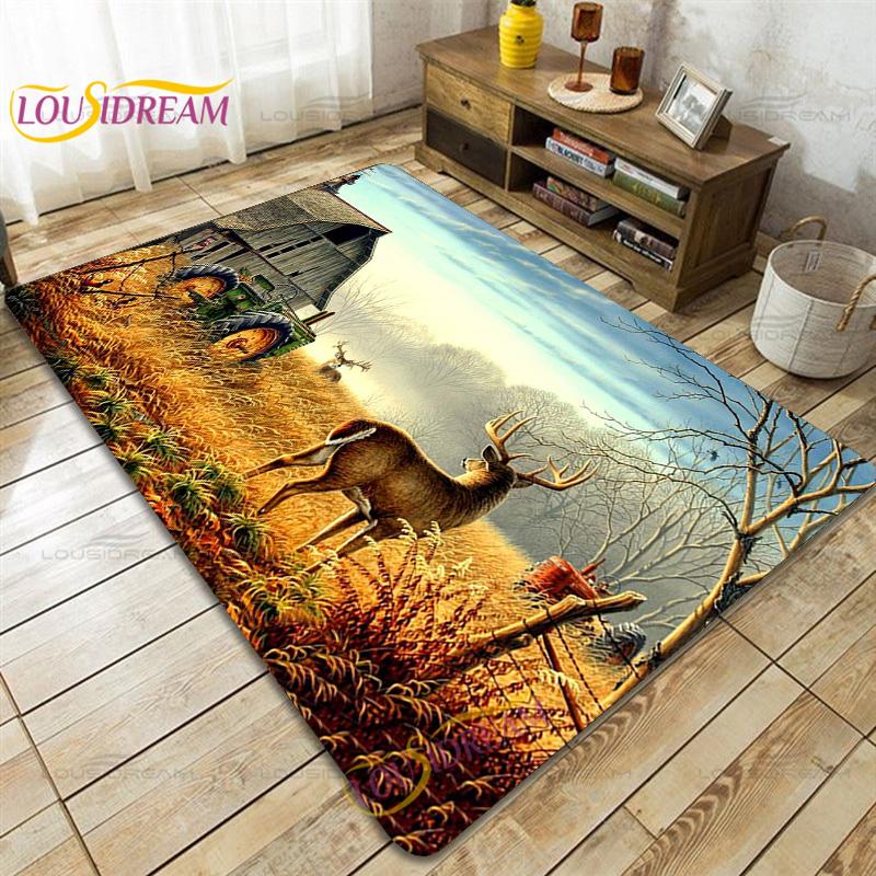 Wild Animals Deer Wildebeest Carpet for Living Room Bedroom Rug Kitchen Door Kids Unslip Floor Mats Birthday Gift Alfombra Rug