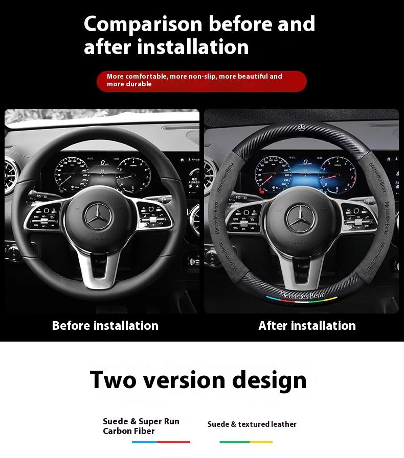 Coprivolante in Carbonio e Camoscio per Mercedes Benz Classe A B C E GLA GLB GLC GLK GLS ML SLK A35 A45 C43 Vito CLA CLS BC2
