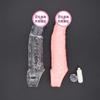 19cm Vibrating Penis Sleeve Extender Soft Cock Ring Reusable Condom for Couples Clear Dick Enlarger