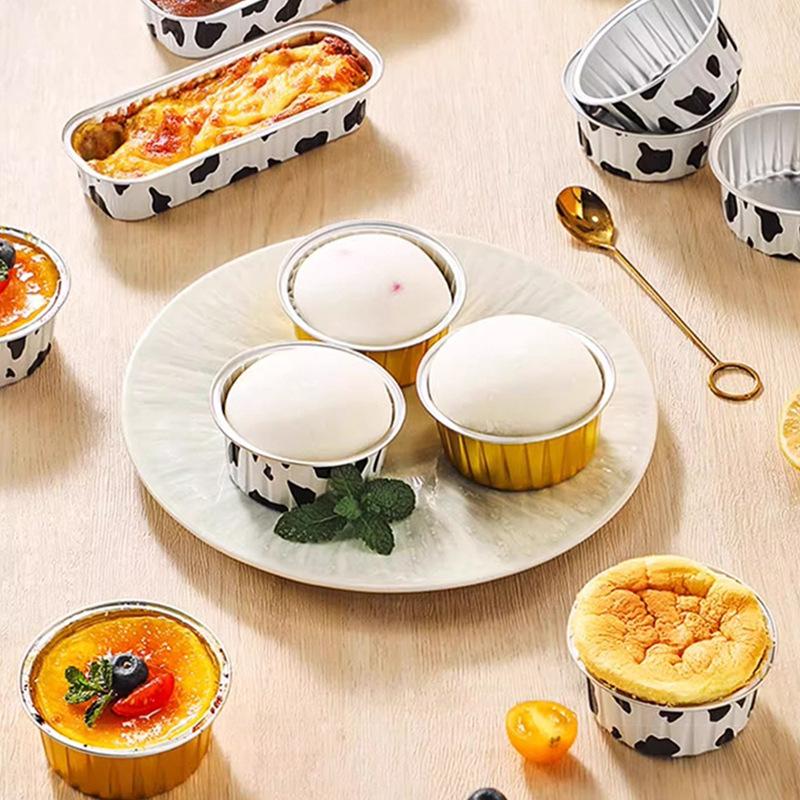 10Pcs Aluminum Cake Cup Round Foil Baking Cup Heat Resistant Cake Cups Mold With Lid Cupcake Birthday Wedding Party Supplies