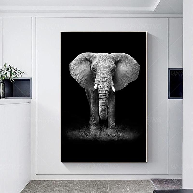 Modern Black And White Lion Elephant Deer Zebra Poster Canvas Painting Nordic Animals Wall Picture For Living Room Home Decor