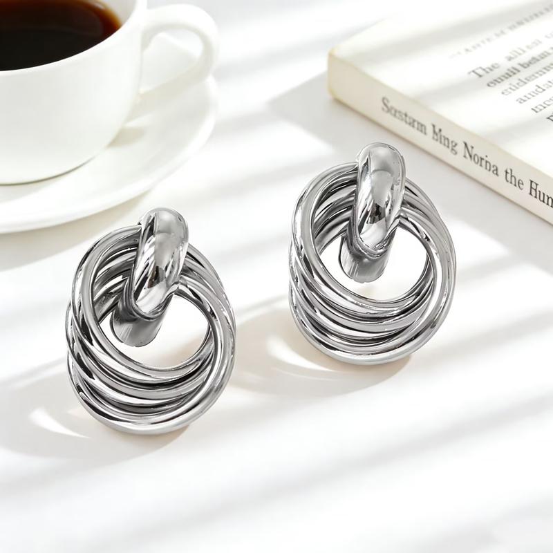 Fashion Metal Women Drop Earrings Hollow Geometric Dangle Earrings for Girls Punk Large Round Earrings Fashion Brincos Gift медный