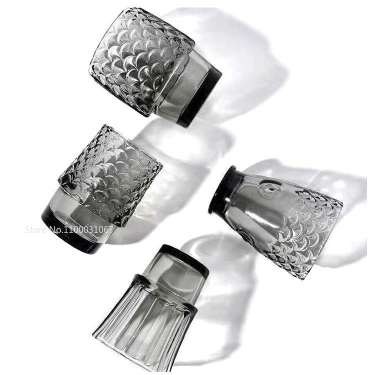 

4 шт./набор креативных стаканов для воды в форме рыбы из серого стекла, штабелируемые стаканы для воды и кофе, бытовые стаканы для воды на свадьбу, подарок на вечеринку 1 set серый