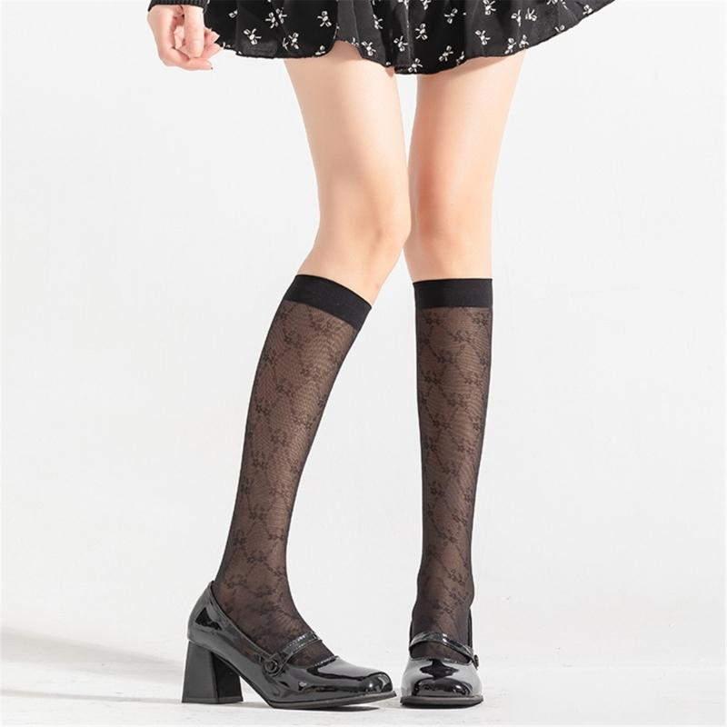 Womens Girls Sheer Knee High Socks Summer Spring Knee High Stockings Nylons Silk Stockings Sweet Cute Calf Socks Gifts