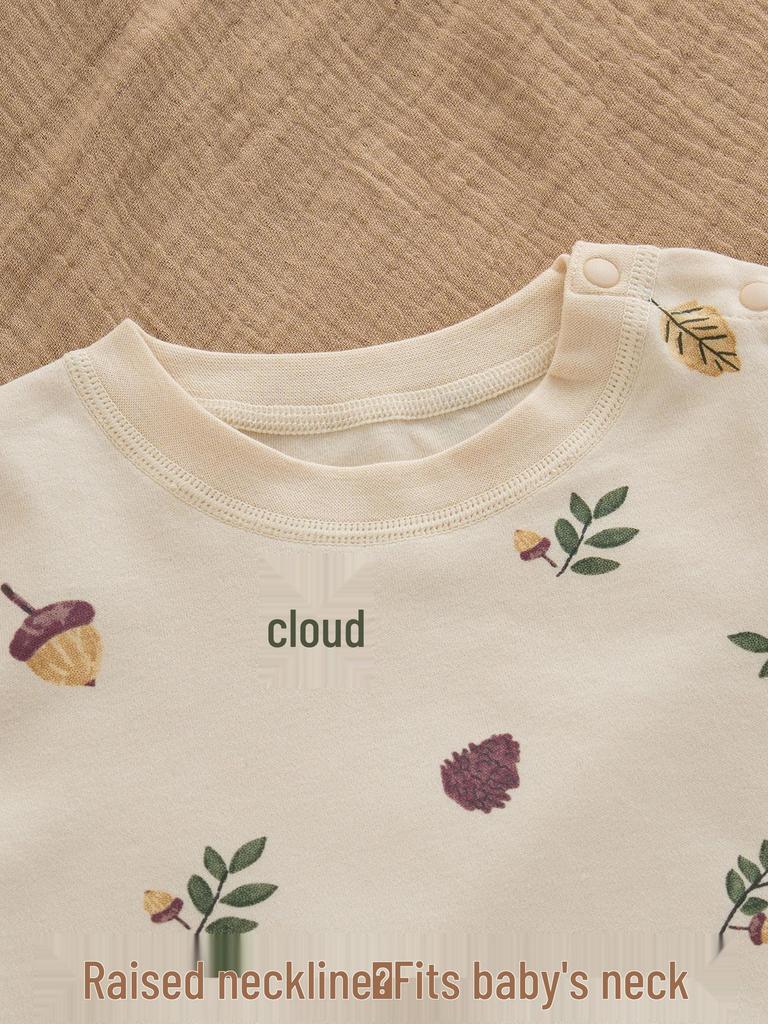 Spring & Autumn Kids' Cotton Pajamas Set - Cozy Home Wear with Belly Protection and Crotch Opening