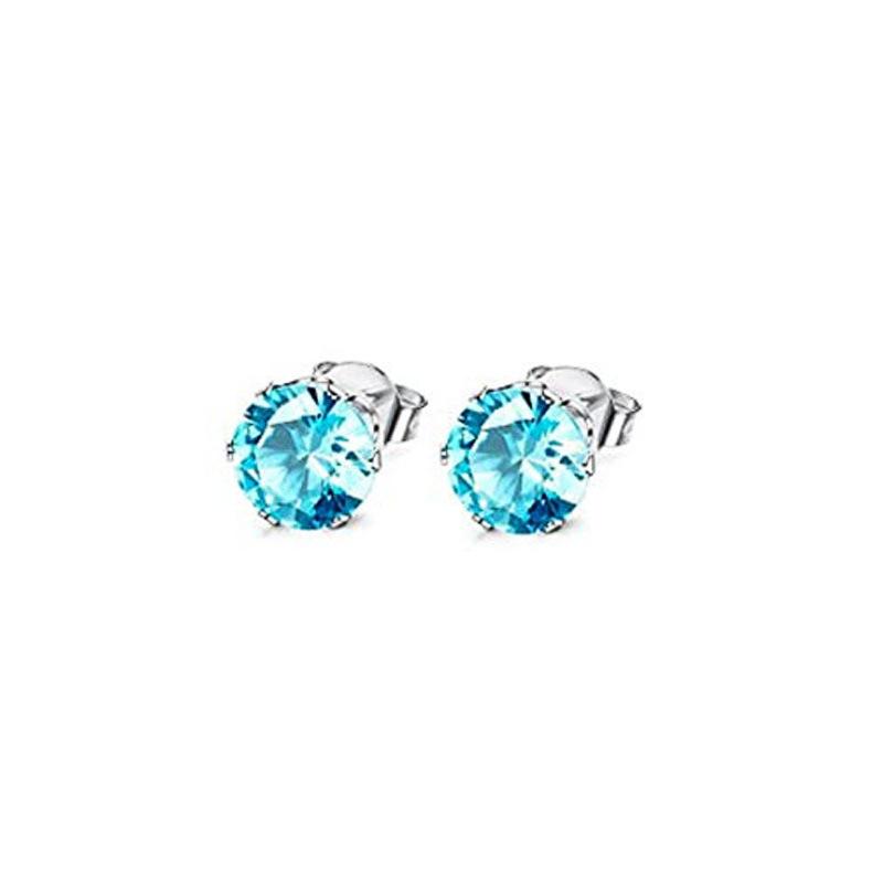 Sweet And Luxurious Jewelry, European And American Sparkling Personality, Bride'S Wedding, Blue Zircon Earrings