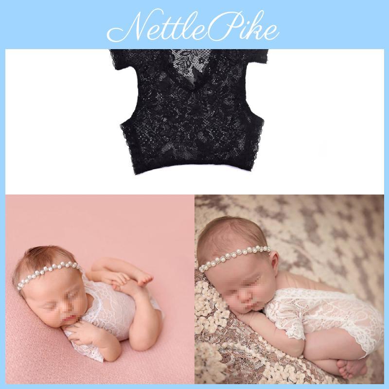 Baby Short Sleeve Romper With Lace Details And Nylon Fabric For Unisex Newborn Photography And Gift