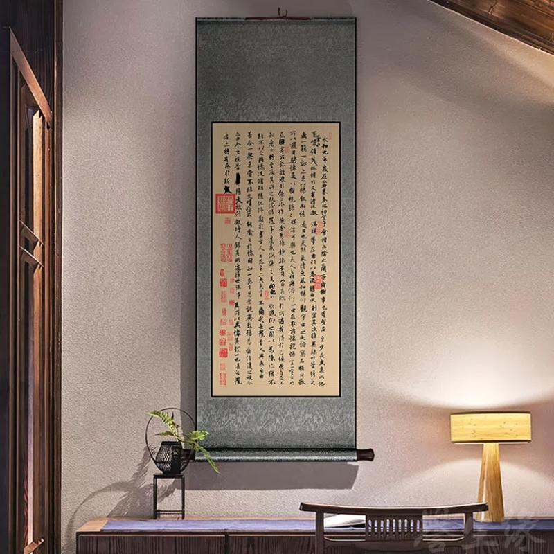 Calligraphy Painting Hanging Scroll Vintage Vertical Xuan Paper Decorative Painting Scroll Chinese Style Home Decoration