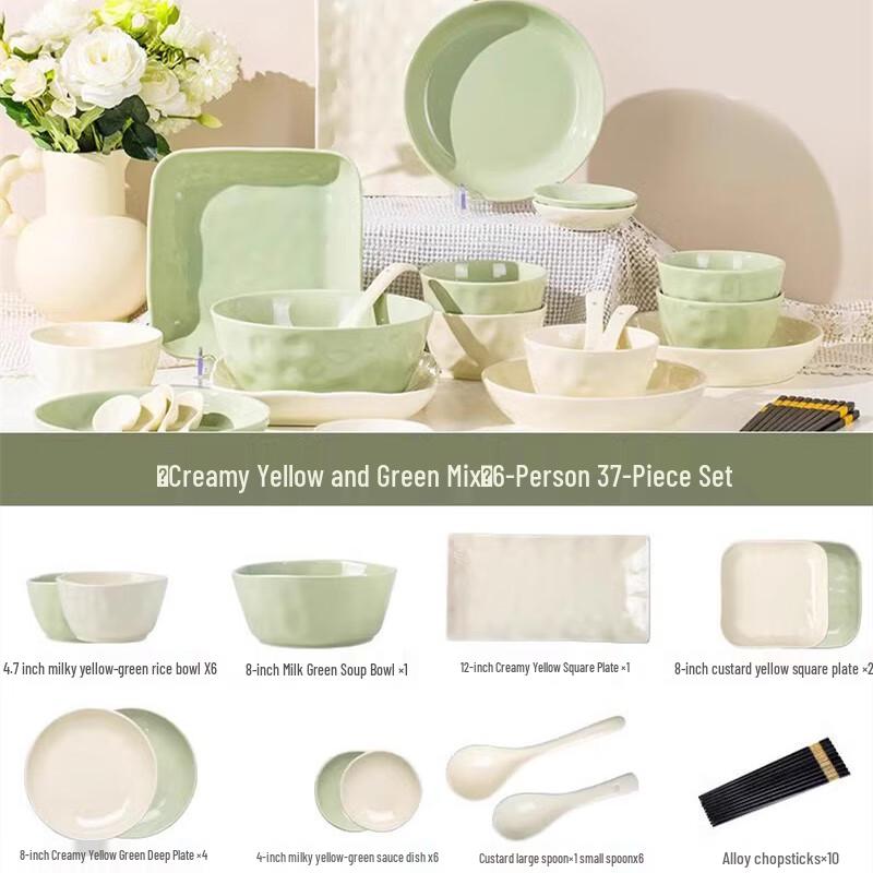 Peach & Gardenia Underglaze Ceramic Dinnerware Set