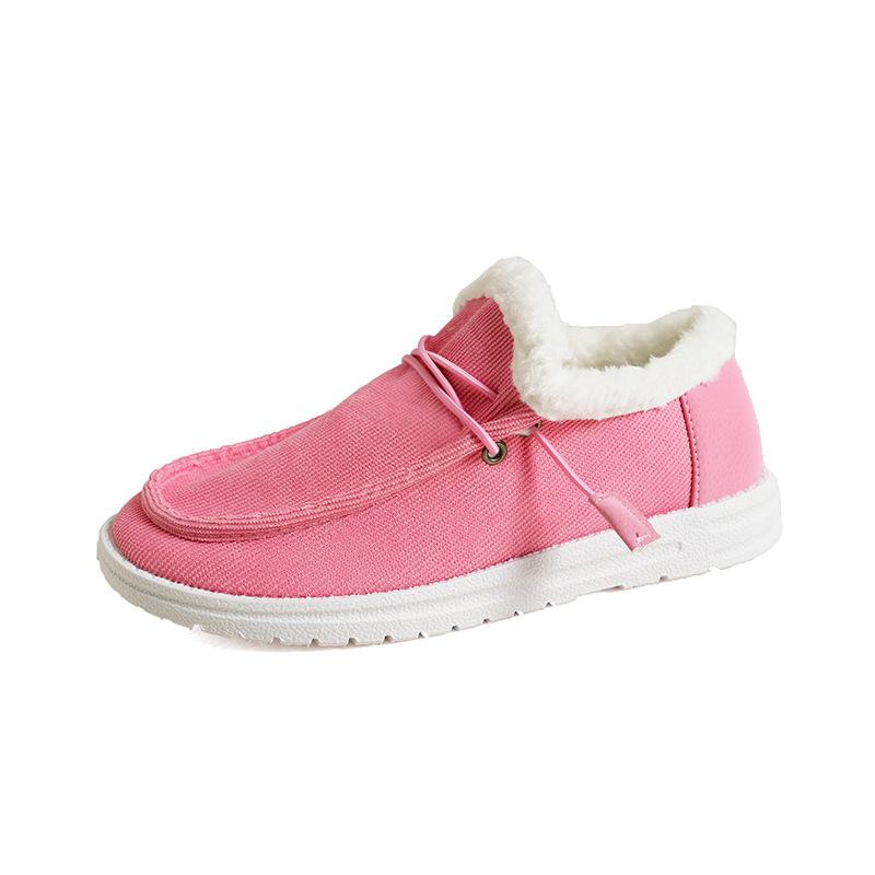 Außenhandel Übergröße Baumwollschuhe Damen 2025 Herbst und Winter neu Europäisch und Amerikanisch runde Zehenpartie Schnürung Plüsch warm flauschig Damenschuhe