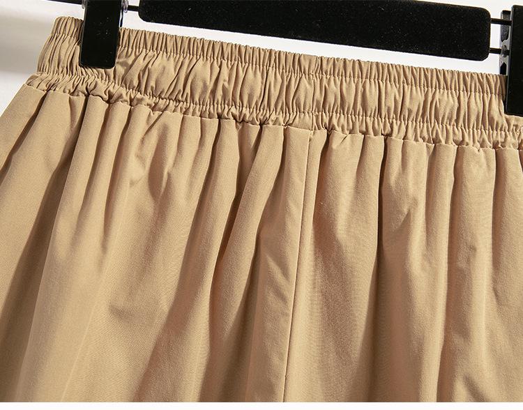 2024 Summer Plus Size Women's Elastic High Waist A-line Loose Casual Shorts