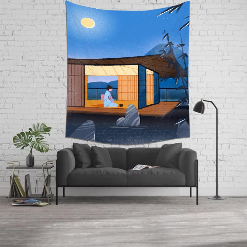 Japanische Kanagawa Ukiyoe Serie Tapisserie Tattoo Shop Wanddekoration Malerei Hängendes Tuch Altes traditionelles Hintergrundtuch