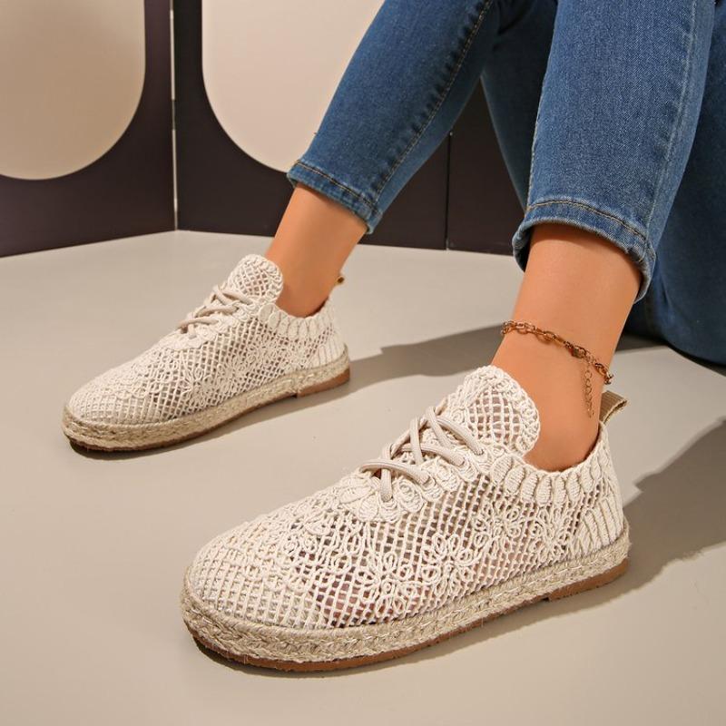 

Модная Одиночная Обувь Осень Новая Круглый Носок Сетчатая Дышащая Шнуровка Спереди Мягкая Подошва Нескользящие Балетки 36 бежевый