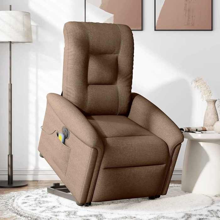 VidaXL Fauteuil inclinable de massage électrique Marron Tissu, fauteuil de massage électrique, fauteuil de massage, chaise 3303288