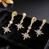 Lightweight Star Earrings 1 Pair Women Double Eight-Pointed Pendant Rhinestone