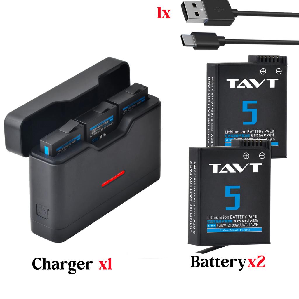 2100mAh Battery+Fast 3-Slots Charging Case Compatible with DJI Osmo Action 6 Action 5 Camera Battery For DJI Osmo Action 5Pro 4
