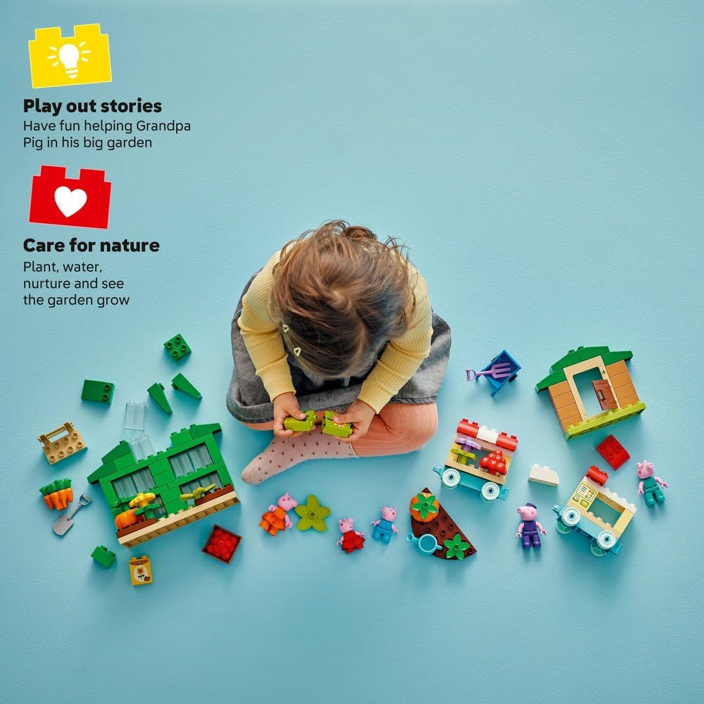 LEGO DUPLO Peppa Pig Grandpa Pig's Garden and Greenhouse Toy Building Blocks Educational for Kids Ages 1.5 to 4