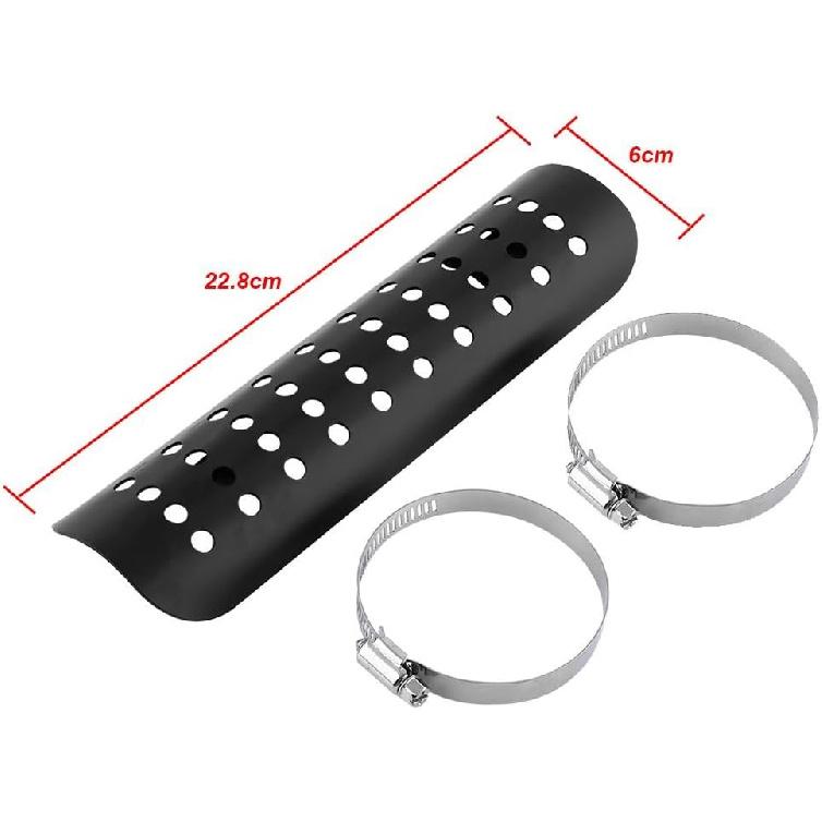 Motorcycle Heat Shield,Universal Metal Exhaust Heat,Exhaust Pipe Heat Shield Cover with Strap 2 Stainless Steel Clip(Black)