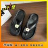 Casual versatile outer wear beach sandals muffin bottom cartoon cute apple pinch flip-flops 2025 summer new