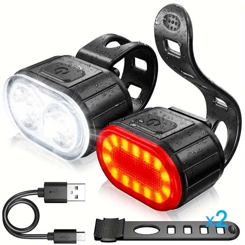 Fahrradbeleuchtung Vorne Hinten Wiederaufladbar Fahrrad Radfahren USB Taschenlampe für Fahrradbeleuchtung Vorne/Hinten/Set Fahrrad Laterne Zubehör