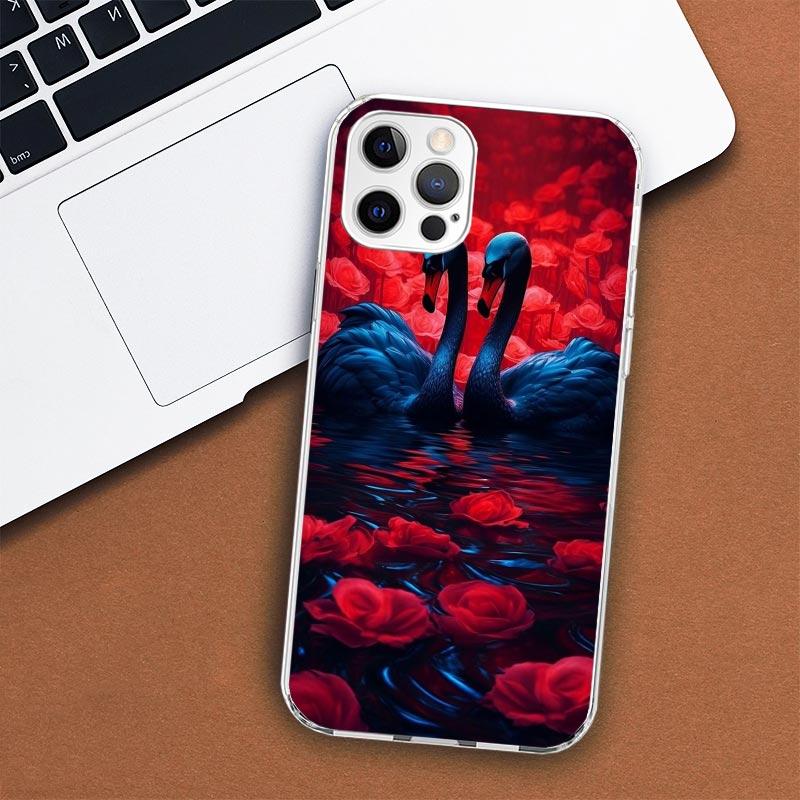 Black Swan Noble Phone Case For Apple iPhone 11 12 13 15 14 Pro 7 XR X XS Max 8 Plus + Mini SE Customized Print Soft Cover