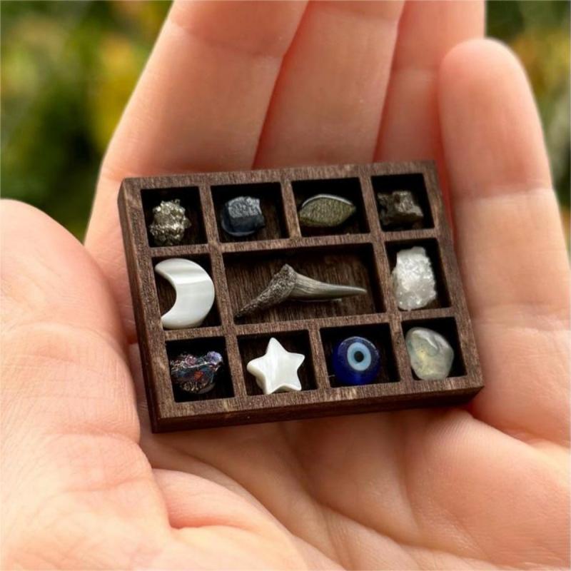 Miniature Trinket Shelf  Shelf Dollhouse Miniature Decor Multi Compartments Wooden Jewelry Display Tray Ring Storage