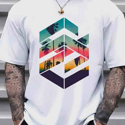 Herren Sommer Kurzarm bedrucktes T-Shirt