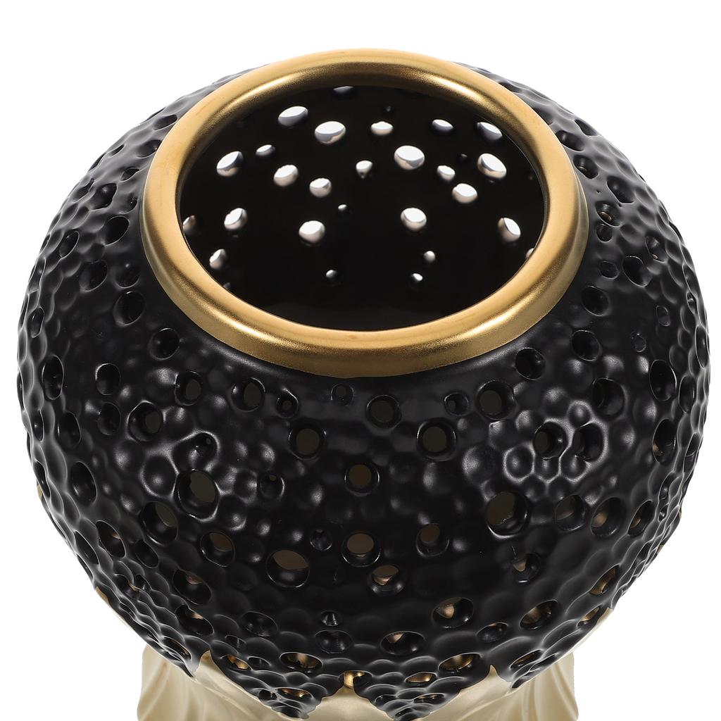 Traditional Ceramic Ginger Jar Decorative Vase with Lid Carved Flower Holder Elegant Entryway Decor Home Office Wedding