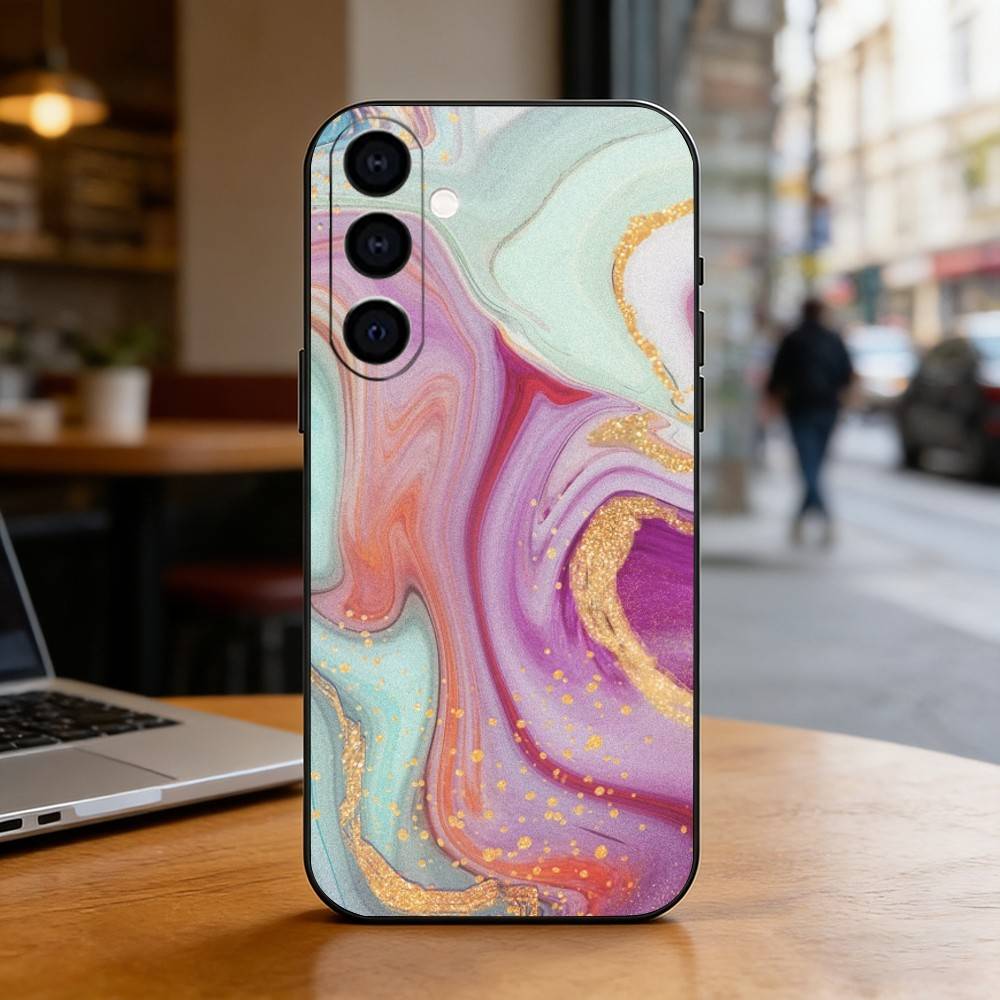 Marble Pattern Phone Case For Samsung Galaxy A73,A72,A71,A70,A53,A52,A51,Soft Silicone Black Cover