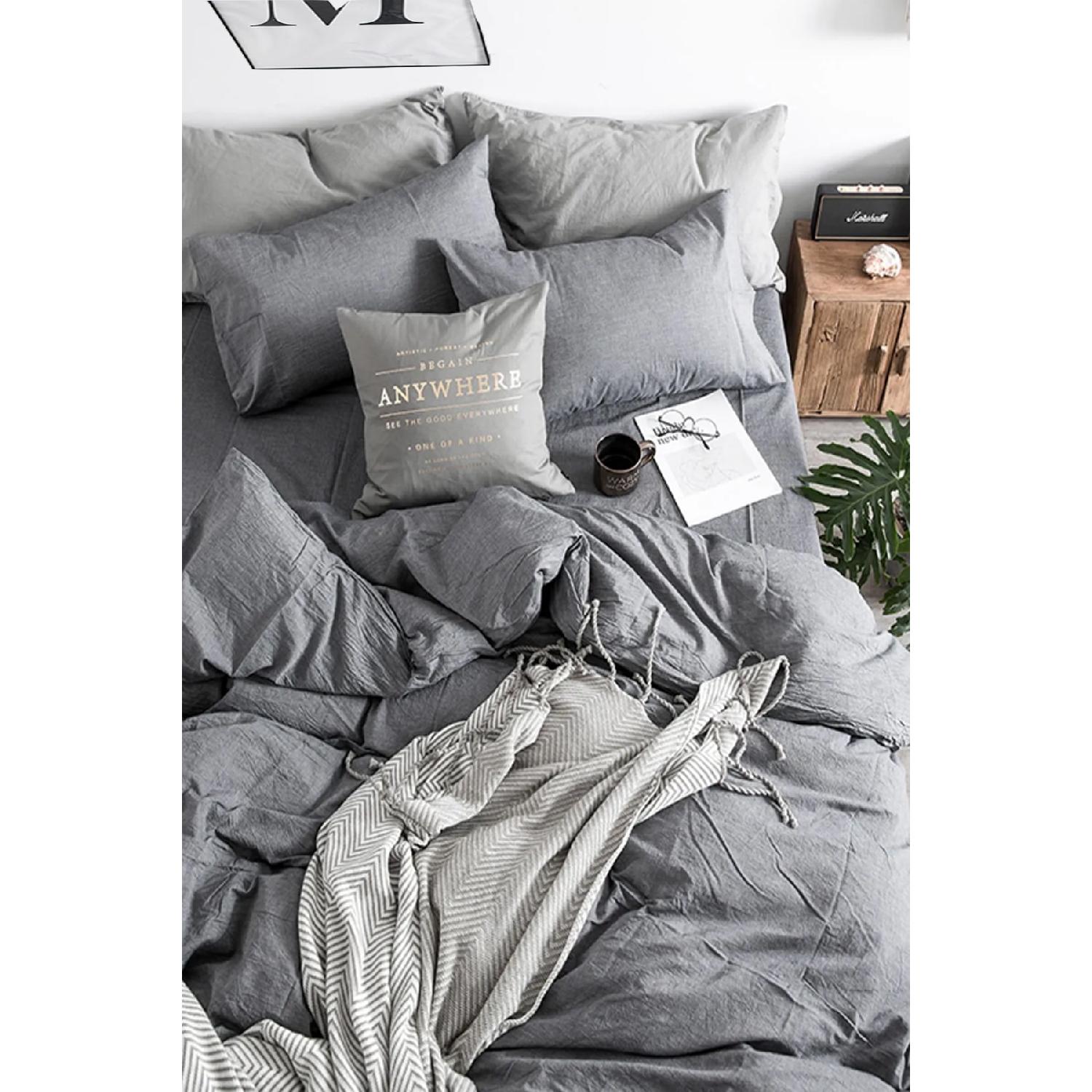 

Комплект пододеяльников на резинке, двуспальный, серо-серый 5776s