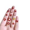 New Hot-Selling Alloy Red Series New Year Heart Flower Nail Art Accessories Handmade DIY Wearable Nail Hair Clip