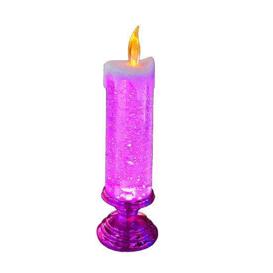 1 Set Candle Light Swirling Glitter Plug And Play Waterproof Flameless Christmas LED Night Light for Party