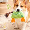 Corduroy Dog Chew Toy Squeaky Plush Toy with Colorful Rope Chew Resistant Self-Entertainment Toy Dogs Tug Toy for Small