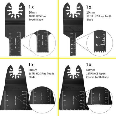 56pcs Multitool Blades High Carbon Steel Mix Oscillating Saw Blades Quick Release Oscillating Blades for Wood Plastic Metal Cut