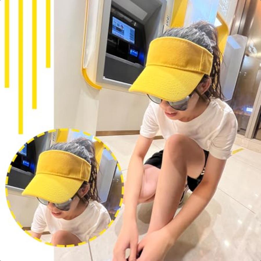 1 Piece of Yellow Sun Visor Hat Adjustable Sport Visors for Women and Men One Size