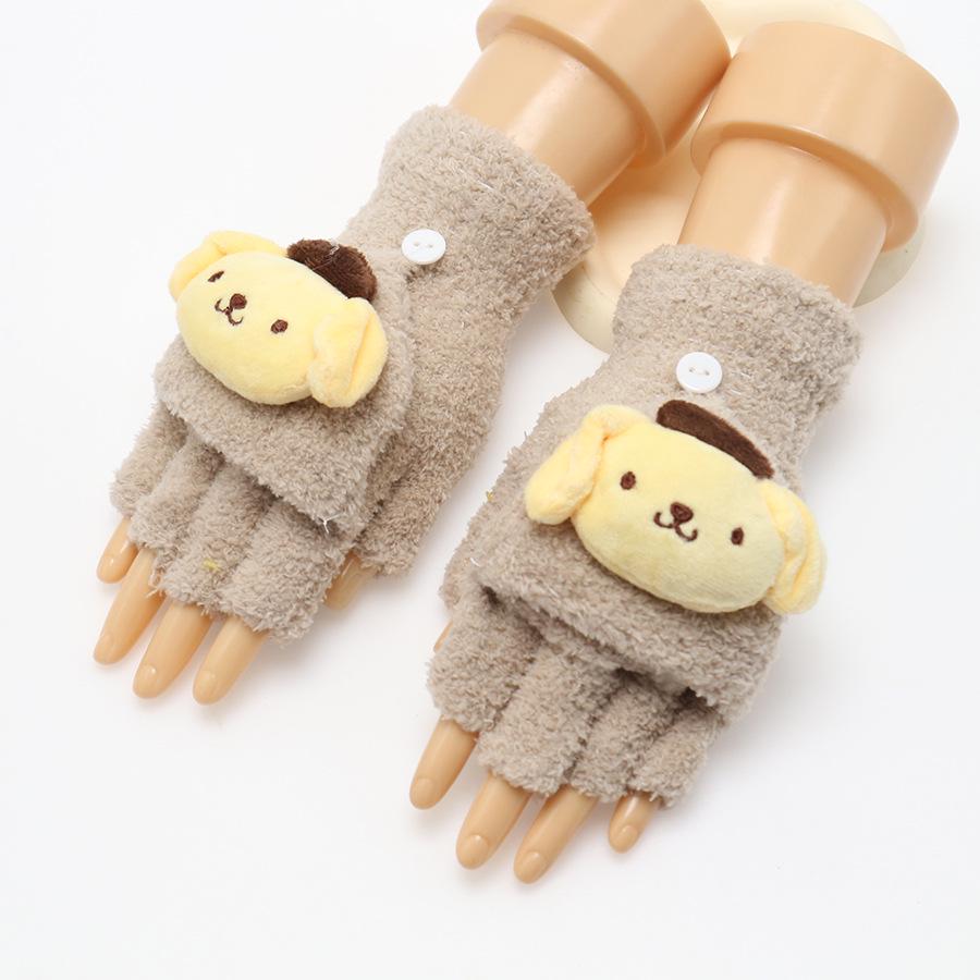 Zimní bezprsté rukavice s odklápěcím vrškem v korejském stylu - Unisex, kreslený design, kompatibilní s dotykovou obrazovkou, ideální pro psaní a ťukání